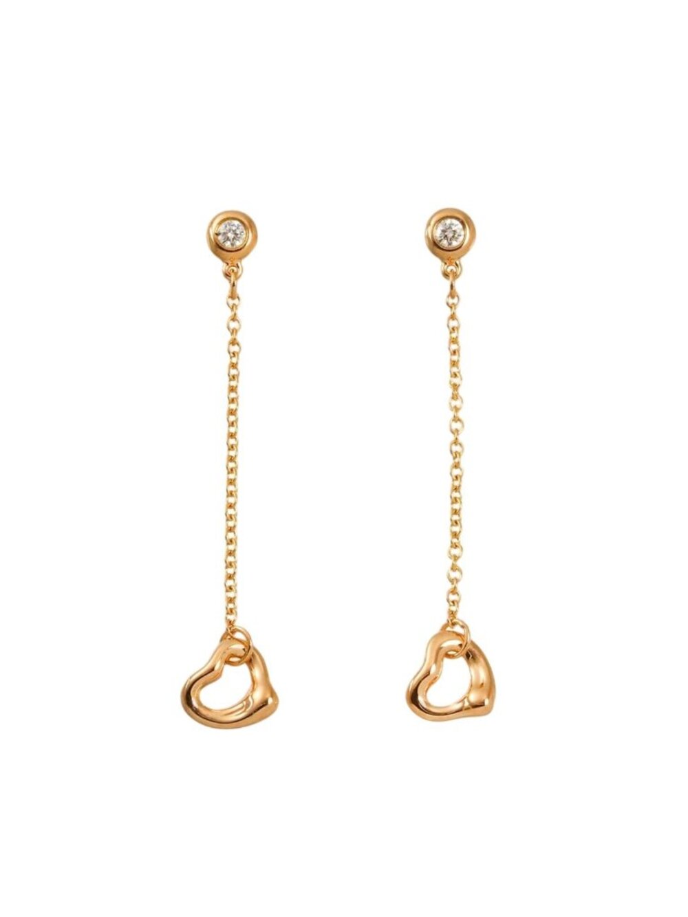 Tiffany & Co by the Yard Open Heart Diamond Earrings 18k Pink Gold